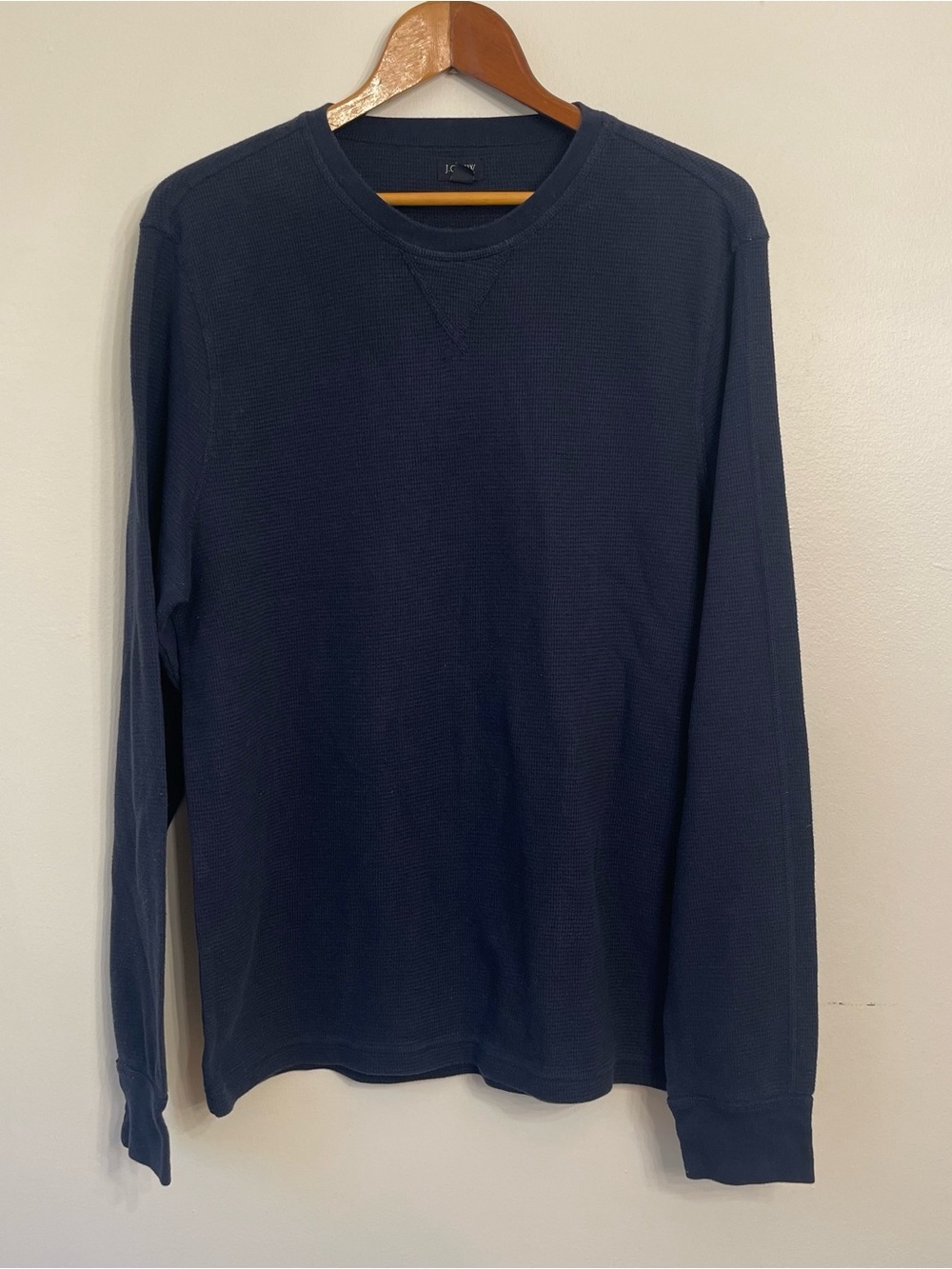 J Crew Thermal Waffle Knit Navy Long Sleeve Tee XL